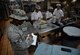 Staff Sgt. Demetrius, a public health technician, takes notes while inspecting a dining facility at an undisclosed location in Southwest Asia April 24, 2015. Here, the public health team is the lead agency responsible for assessing dining facility conditions and for making sure food is properly stored and handled. (U.S. Air Force photo/Tech. Sgt. Jeff Andrejcik)