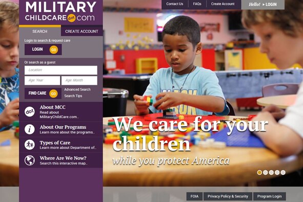 A new Defense Department website, www.militarychildcare.com, is helping ease those moving transitions by simplifying the search and registration process for child care. (Courtesy graphic)