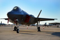 An F-35 Lightning II sits on the flightline at Laughlin Air Force Base, Texas, May 1, 2015. The F-35 is a 5th Generation fighter, combining advanced stealth with fighter speed and agility, fully fused sensor information, network-enabled operations and advanced sustainment. (U.S. Air Force photo by Tech. Sgt. Steven R. Doty)