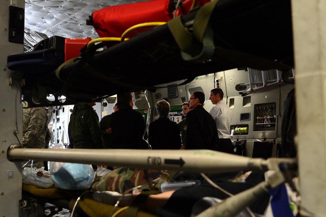 Members of the Seattle 4 Rotary Club tour a C-17 Globemaster III April 30, 2015, at Joint Base Lewis-McChord, Wash. The rotary club members toured JBLM learning about the bases mission and people. (U.S. Air Force photo\Staff Sgt. Tim Chacon)