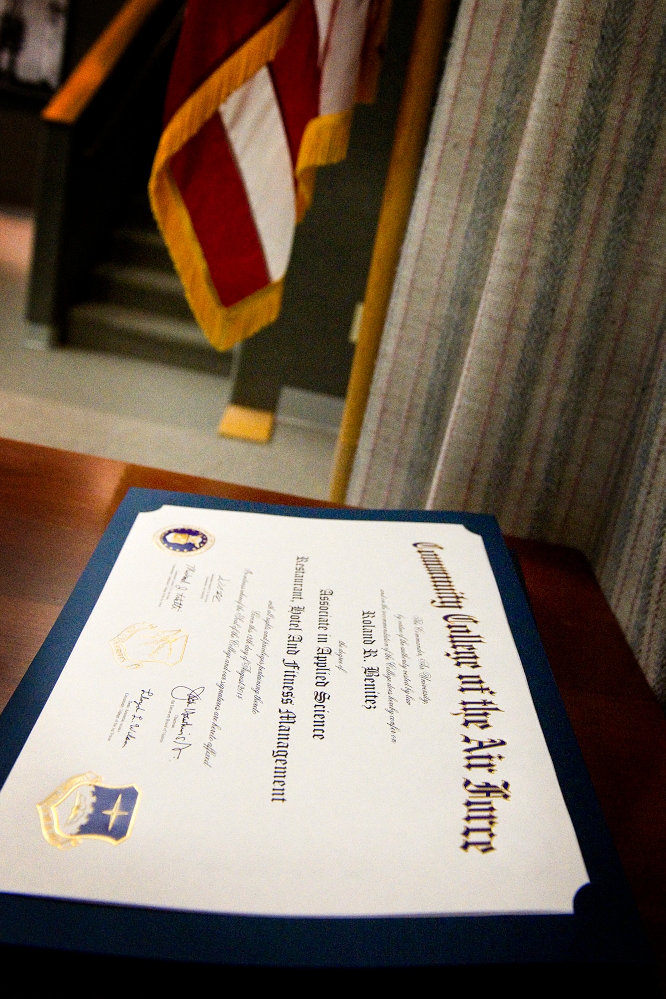 Sharpening skills and improving knowledge is increasingly important for today?s Air Force Airmen. Forty-one members of the 434th Air Refueling Wing were presented with Community College of the Air Force degrees during a graduation ceremony at Grissom Air Reserve Base, Ind., May 4, 2015. (U.S. Air Force photo/Tech. Sgt. Douglas Hays)