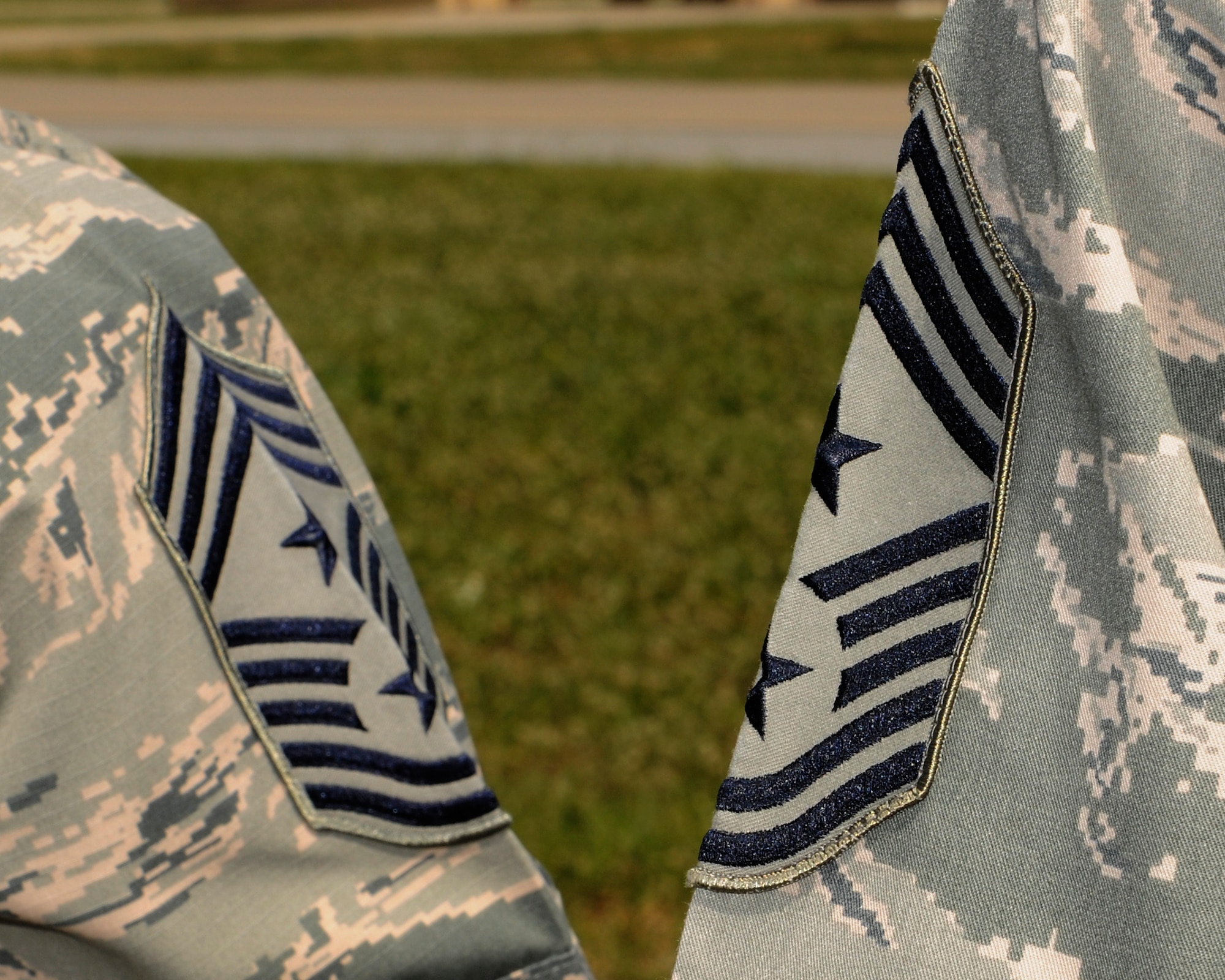 Chief Master Sgts. Vegas Clark (left), 39th Air Base Wing command chief, and Kaleth Wright, 3rd Air Force and 17th Expeditionary Air Force command chief, stand next to each other while observing a demonstration of the 39th Security Forces Squadron defenders April 28, 2015 at Incirlik Air Base, Turkey. Wright’s visit is a part of an immersion tour to meet with Airmen and gain insight into how they accomplish the mission of the 39th Air Base Wing. (U.S. Air Force photo by Senior Airman Krystal Ardrey/Released)