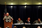 Army Maj. Gen. Raymond Carpenter, acting director of the Army National Guard, addresses attendees during a session focusing on the needs of the reserve component to maintain its edge as an operational force at the annual conference of the Association of the U.S. Army in Washington, D.C., Oct. 26, 2010.