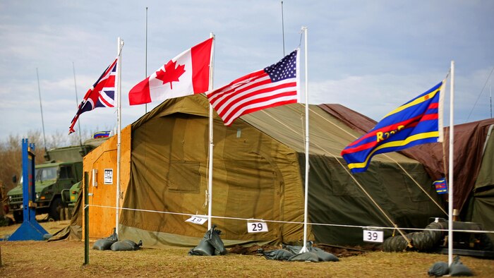 The view outside of the exercise command post prior to the launch of Exercise Maple Resolve 15 at the Canadian Maneuver Training Center, Camp Wainwright, Alberta, April 30, 2015. The multi-national exercise, conducted annually by the Canadian Army, is a three-week high-readiness validation exercise for Canadian Army elements designated for domestic or international operations. This year, the 1st Canadian Army Division and the 5th Canadian Mechanized Battle Group are being supported by the British 12th Armoured Infantry Brigade, various U.S. Army elements, and for the first time, members of  I MEF’s 1st ANGLICO who bring a unique capability to the table.
