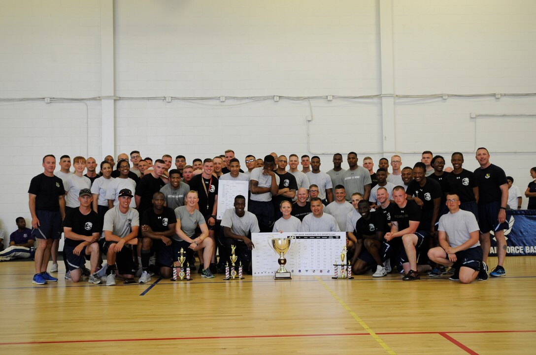 The 11th Operations Group receives the Commander’s Cup for receiving the highest amount of total points during Wingman Day here, May 5, 2015. The Commander’s Cup was awarded to the group that received the most overall points. (U.S. Air Force photo by Senior Airman Mariah Haddenham)