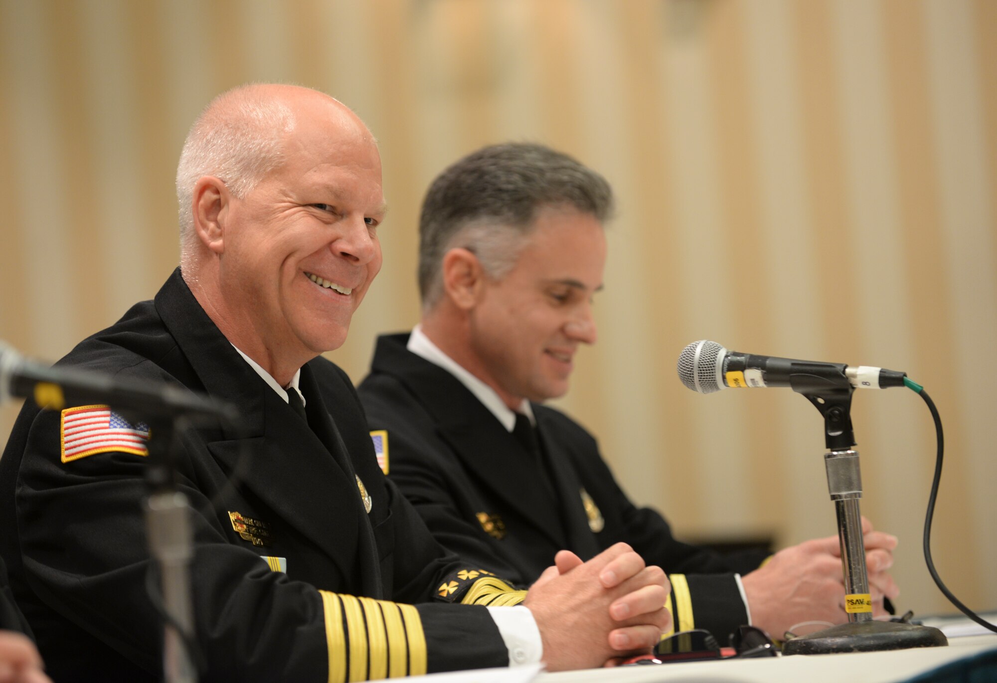 Mark Giuliano, the Eglin Fire and Emergency Services chief, briefs the Fire Accreditation International panel at official assessment March 18.  The Eglin fire and emergency services earned its international accreditation this year.  It is one of only 20 Air Force fire and emergency services units that have achieved this status.  (U.S. Air Force photo/Tech. Sgt. Mike Meares)