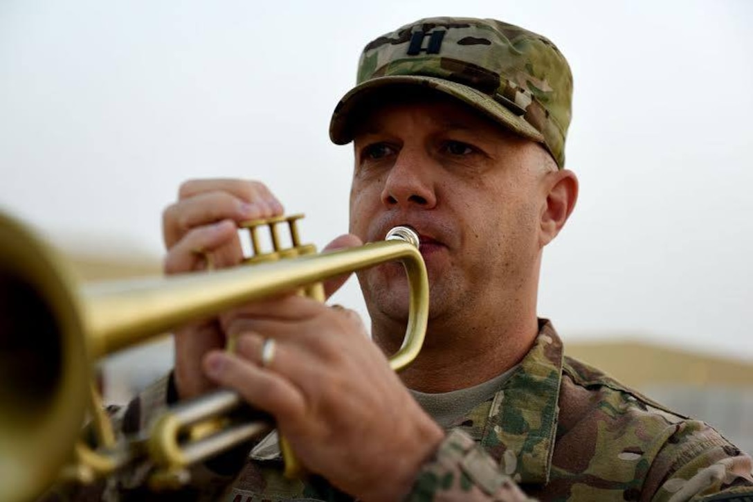Capt. David Alpar, Officer-in-Charge of the AFCENT Band, had the incredible honor to play Last Post and Reveille for the ANZAC Remembrance Day Dawn Ceremony on 25 April. ANZAC Day is meant to remember all Australian and New Zealand Defense Force members who gave their lives in defense of Liberty. "Lest We Forget" (U.S. Air Force photo/released)