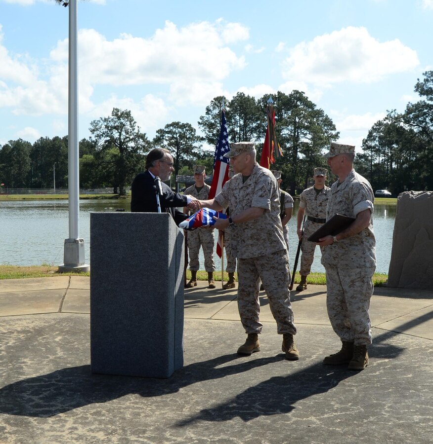 The Occupational Safety and Health Administration formally recognizes Marine Corps Logistics Base Albany as a Voluntary Protection Program Star Site during a ceremony at Covella Pond, May 5. 