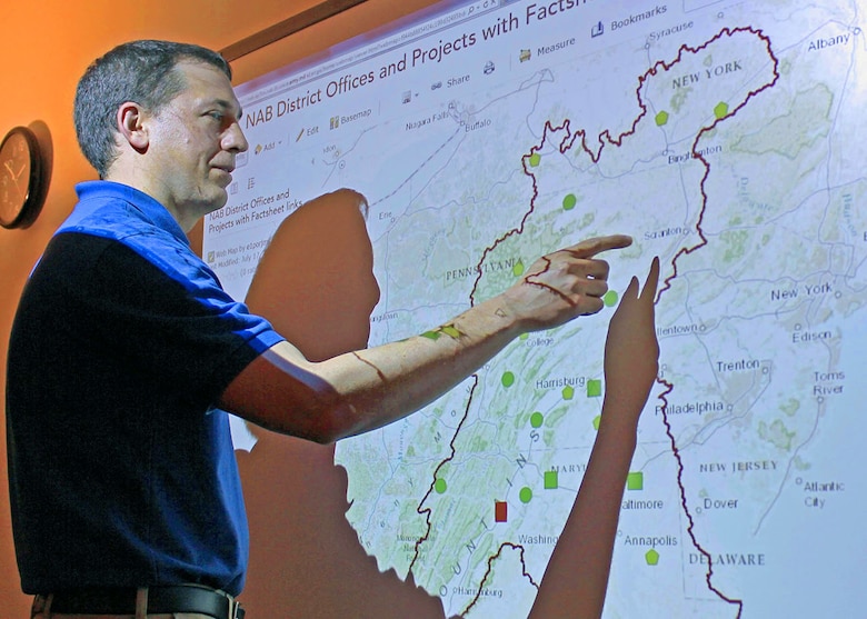 GIS Program Manager Jared Scott demonstrates how to use new internal GIS portal, April 2015. 