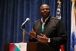 Army Lt. Col. Alfranda Durr, chief of the National Guard Bureau Sexual Assault Prevention and Response (SAPR) office, speaks during the inaugural 2010 National Guard Bureau SAPR Leadership Summit in Washington, D.C., Nov. 1, 2010.