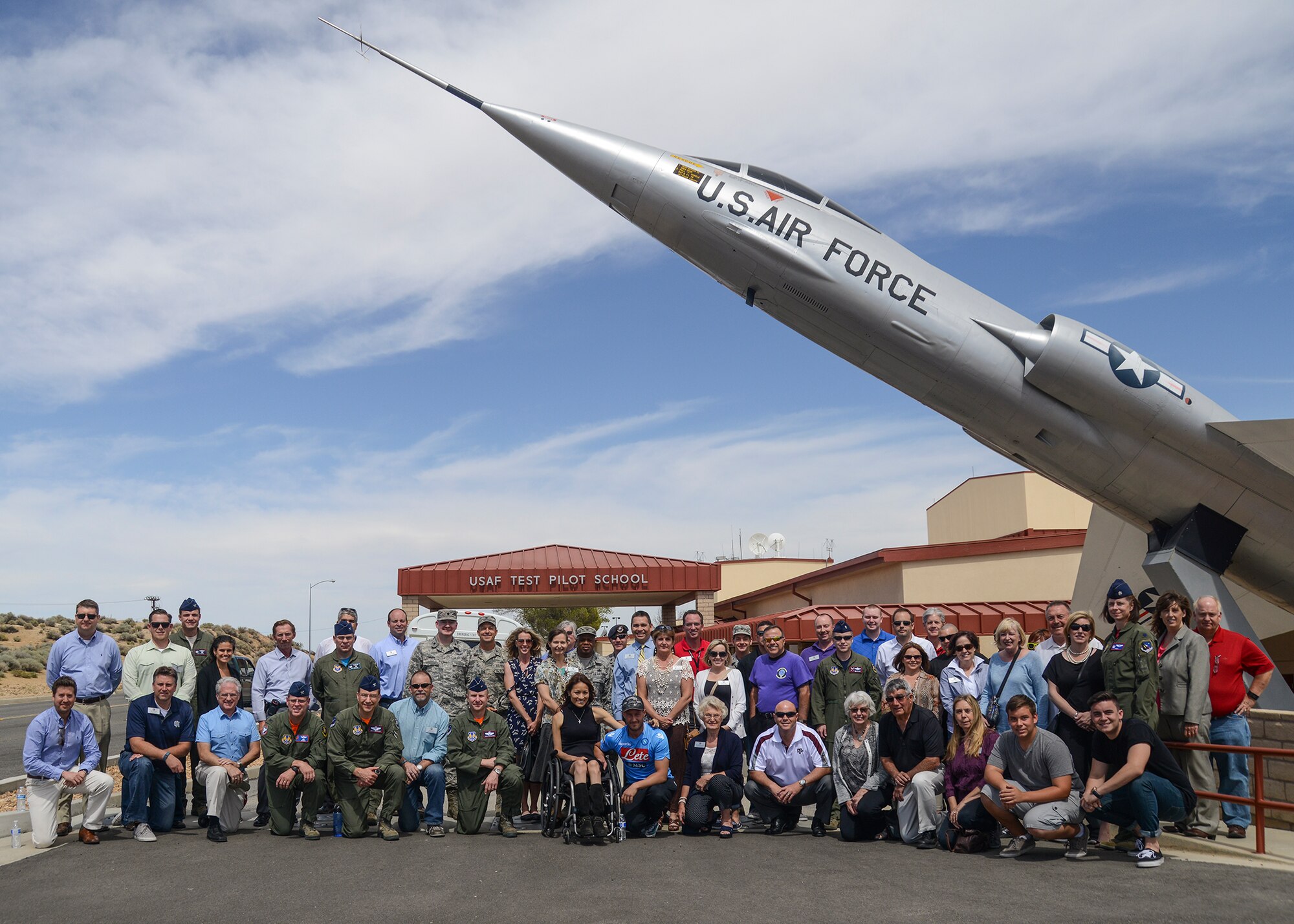 The 2015 Edwards AFB Honorary Commanders and their guests joined their respective base commanders to tour the U.S. Air Force Test Pilot School May 1. (U.S. Air Force photo by Rebecca Amber)