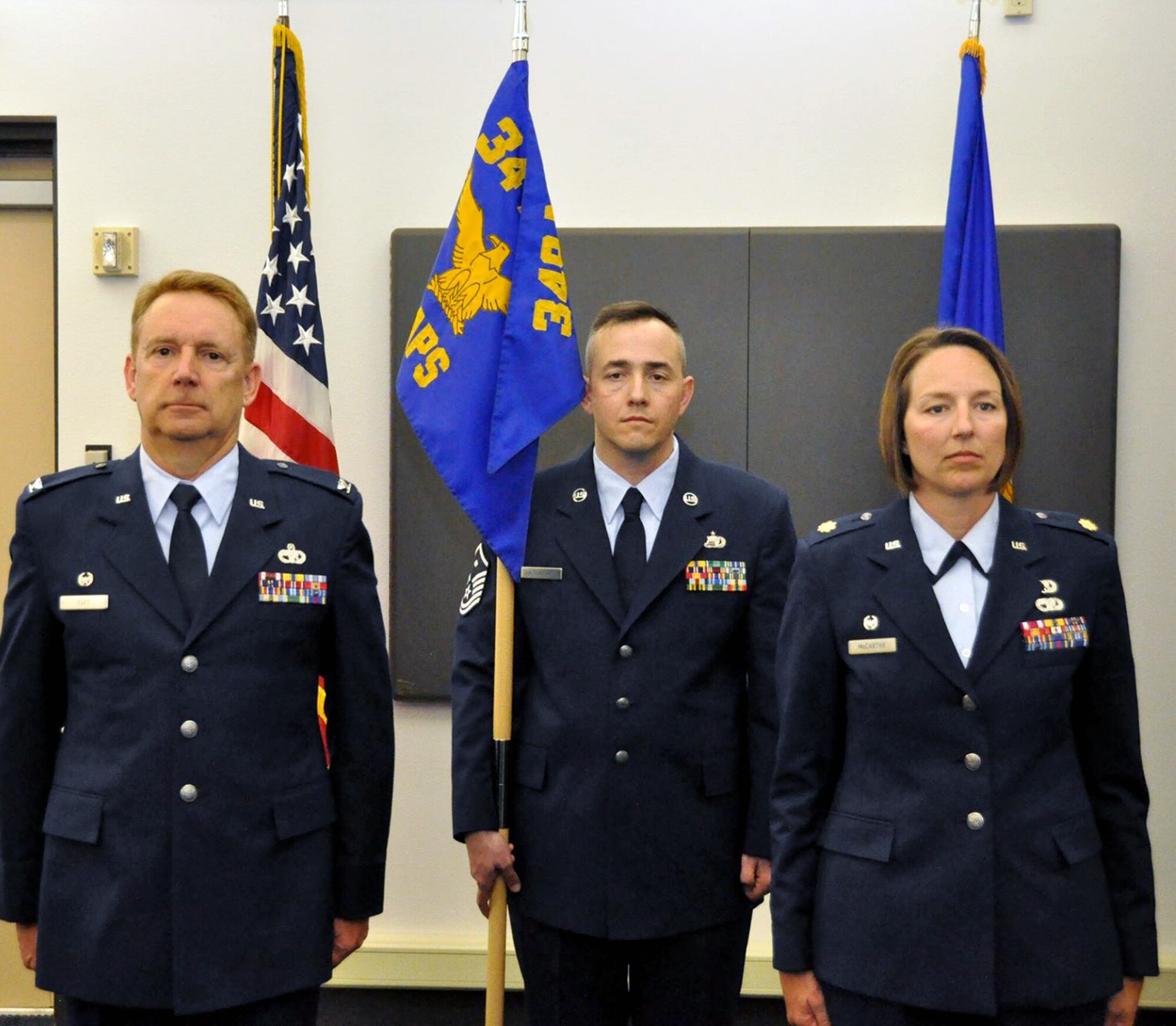TRAVIS AIR FORCE BASE, Calif. -- Maj. Jolane P. McCarthy assumed command of the 45th Aerial Port Squadron at Travis Air Force Base, Calif. on May 2, 2015. McCarthy is a distinguished graduate of the Logistics Readiness Officer Course and Squadron Officer School. (U.S. Air Force photo/ Senior Airman Sajjan Singh)
