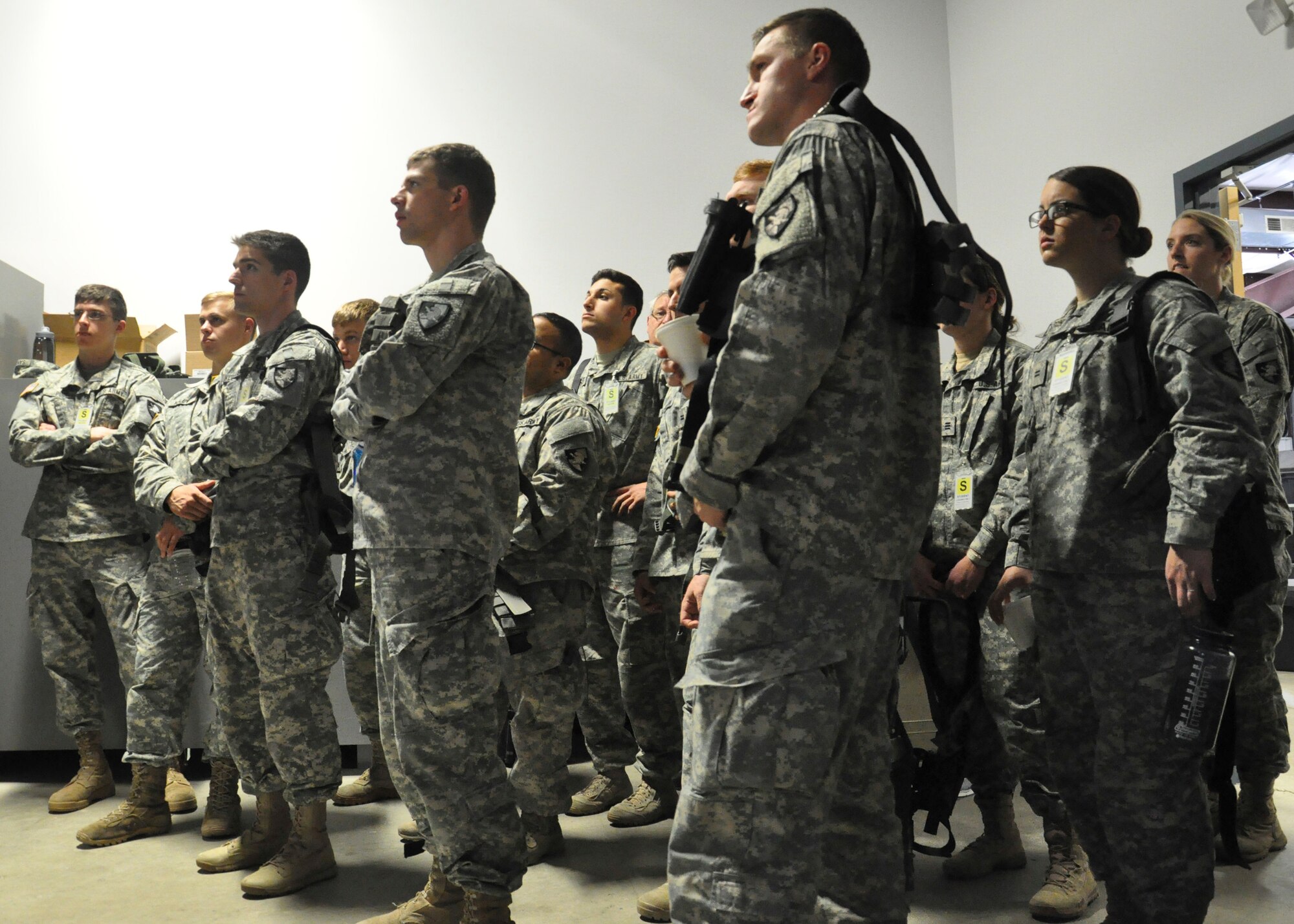 U.S. Military Academy Cadets visited Joint Base McGuire-Dix-Lakehurst to take part in a Judgment-based Engagement Training course provided by the U.S. Air Force Expeditionary Center Judge Advocate May 2 through 3. The 18 West Point Cadets participated in classroom lectures, a Firearms Training Simulator, and action and reaction scenarios to practice making lawful decisions in real-time.(U.S. Air Force photo/Capt. Matthew Chism)