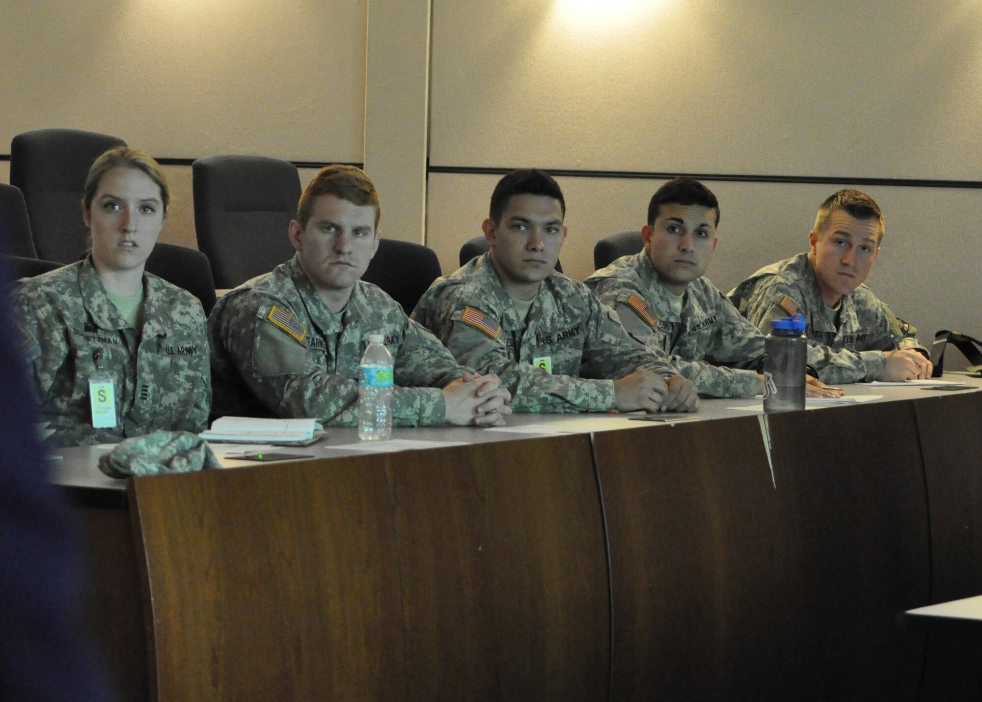 U.S. Military Academy Cadets visited Joint Base McGuire-Dix-Lakehurst to take part in a Judgment-based Engagement Training course provided by the U.S. Air Force Expeditionary Center Judge Advocate May 2 through 3. The 18 West Point Cadets participated in classroom lectures, a Firearms Training Simulator, and action and reaction scenarios to practice making lawful decisions in real-time.(U.S. Air Force photo/Capt. Matthew Chism)