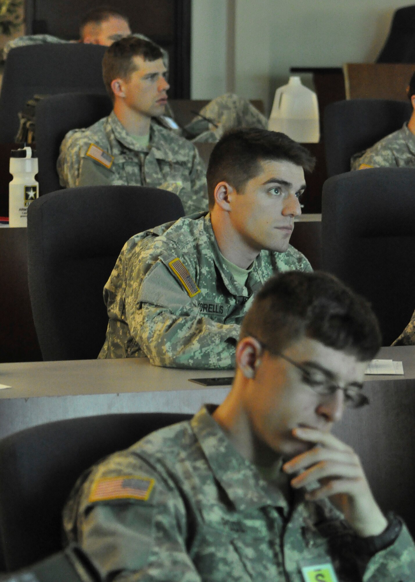U.S. Military Academy Cadets visited Joint Base McGuire-Dix-Lakehurst to take part in a Judgment-based Engagement Training course provided by the U.S. Air Force Expeditionary Center Judge Advocate May 2 through 3. The 18 West Point Cadets participated in classroom lectures, a Firearms Training Simulator, and action and reaction scenarios to practice making lawful decisions in real-time.(U.S. Air Force photo/Capt. Matthew Chism)