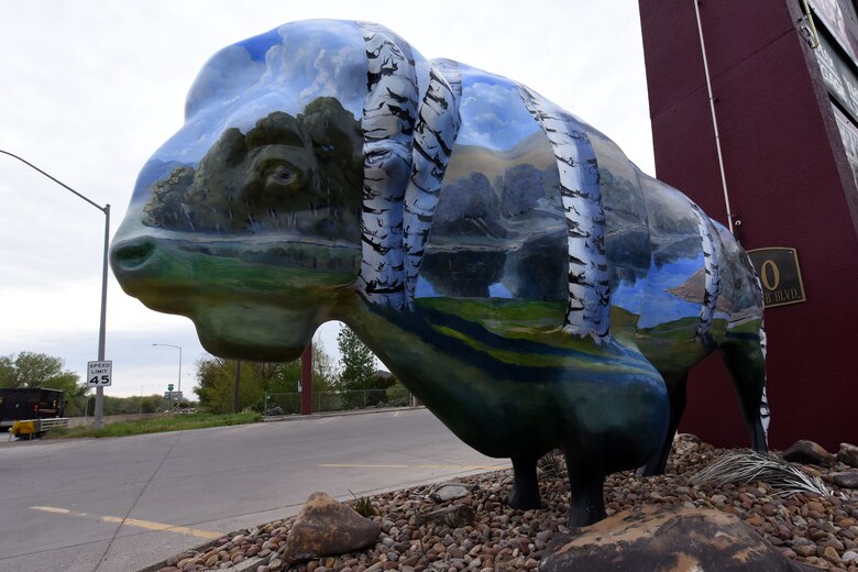 A picture taken on 10th Avenue South of a public art project and fund-raiser for the C.M. Russell Museum at Great Falls, Mont., May 6, 2015. The buffalo was a natural choice for the Great Falls project since they were indigenous to these parts and remained a feature of the American West for later settlers. Charles M. Russell featured them in more than 400 paintings.  (U.S. Air Force photo/Chris Willis)