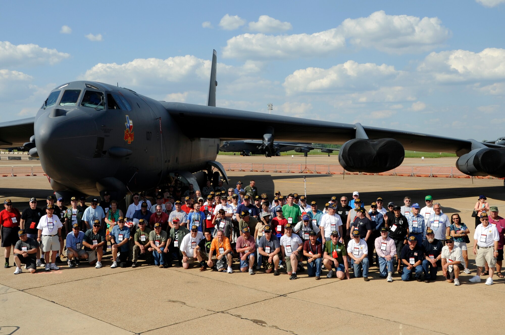 A Group of 307th Vietnam Veterans gathered for the dedication of the Lone Star Lady II in memoriam to the Vietnam Veterans at Barksdale Air Force Base, La., on May 1, 2015. The original Lone Star Lady was a B-52 that flew over Vietnam during Strategic Air Command’s Operation Linebacker II in 1972. (U.S. Air Force photo by Master Sgt. Laura Siebert/Released) 
