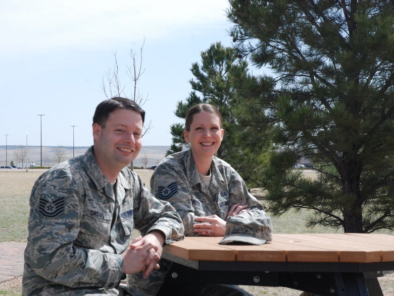 PETERSON AIR FORCE BASE, Colo. -- For the first time in more than a decade of service for each of them, Tech. Sgt. Pamela Garside and her brother Tech. Sgt. Sean Dastas are sharing a duty station as members of Team Pete. The pair finds having the extra support system of military family nearby makes for a better base experience. (U.S. Air Force photo by Dave Smith)