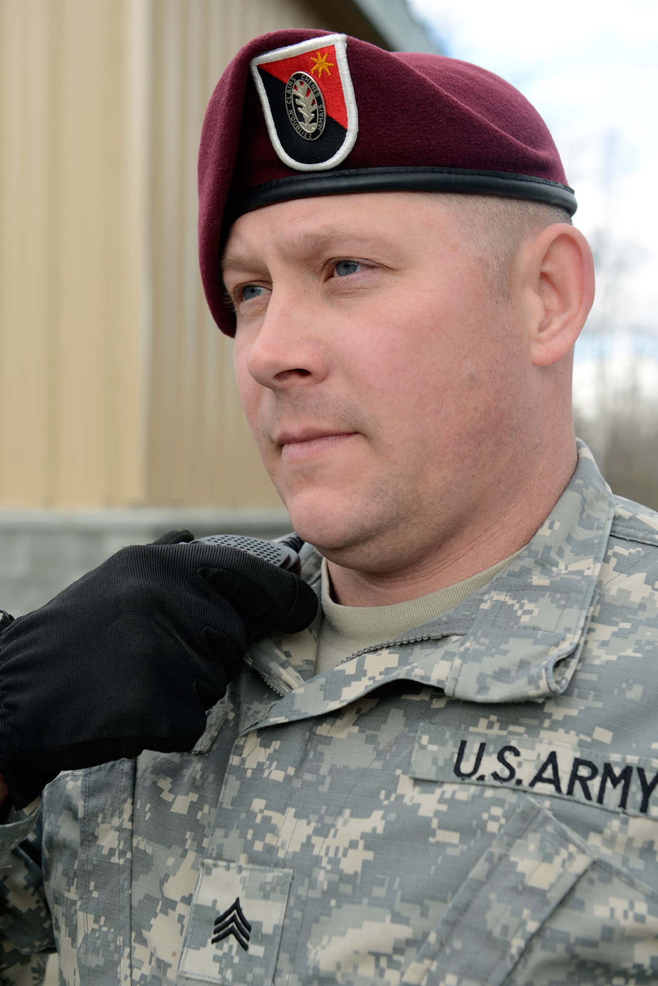 Sgt. Caleb Morrison, a traffic collision investigator with the 545th Military Police Detachment, monitors a vehicle inspection checkpoint April 30 at Joint Base Elmendorf-
Richardson. The Random Antiterrorism Measures Program is designed to be used at all threat condition levels to increase physical security awareness throughout an installation. The program usually includes searches of privately owned vehicles at access control points or other high-traffic areas on an installation. (U.S. Air Force photo/Tech. Sgt. Raymond Mills)