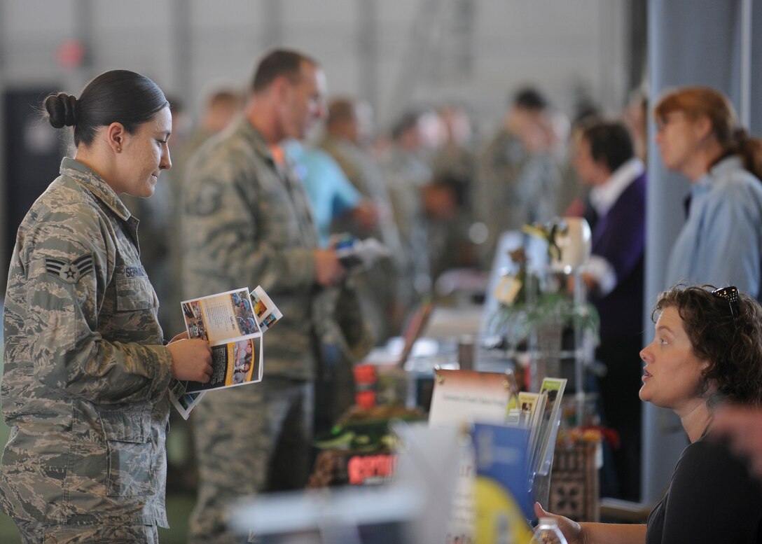 Senior Airman Amaris Serrano, 28th Security Forces Squadron defender, attends a Discover the Hills event at Ellsworth Air Force Base, S.D., April 24, 2015. Building upon the Social Pillar of the Comprehensive Airman Fitness concept, the event provided an opportunity for Airmen to interact with members of the local community and learn about available recreational activities and programs. (U.S. Air Force photo by Senior Airman Anania Tekurio/Released)