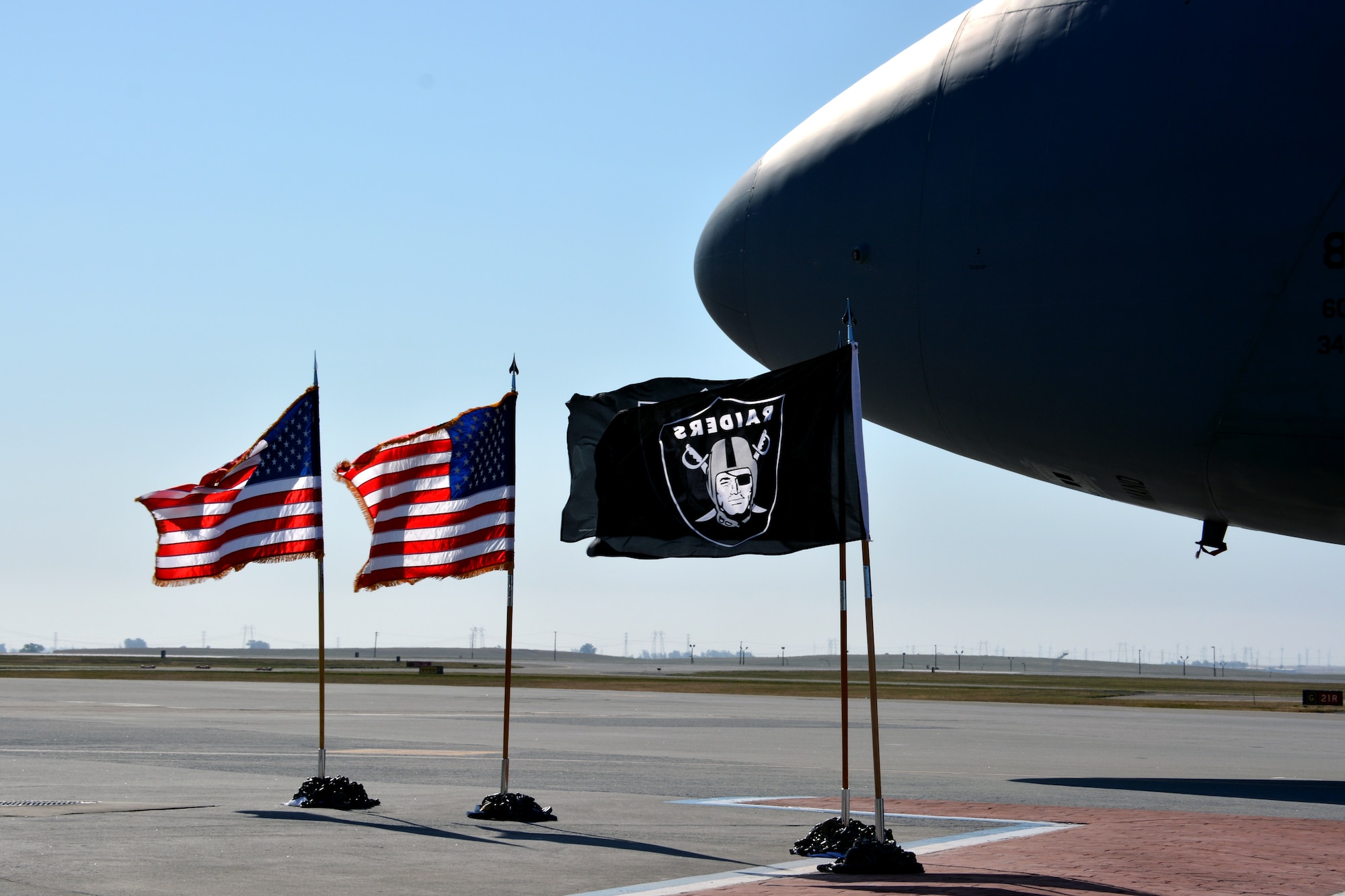 Due to the NFL Draft’s new format, teams were allowed to select a unique location to make their draft selections. The Oakland Raiders decided to profile Travis Air Force Base, California, May 2, 2015, as their Day 3 draft day headquarters. (U.S Air Force photo by Senior Airman Charles Rivezzo)