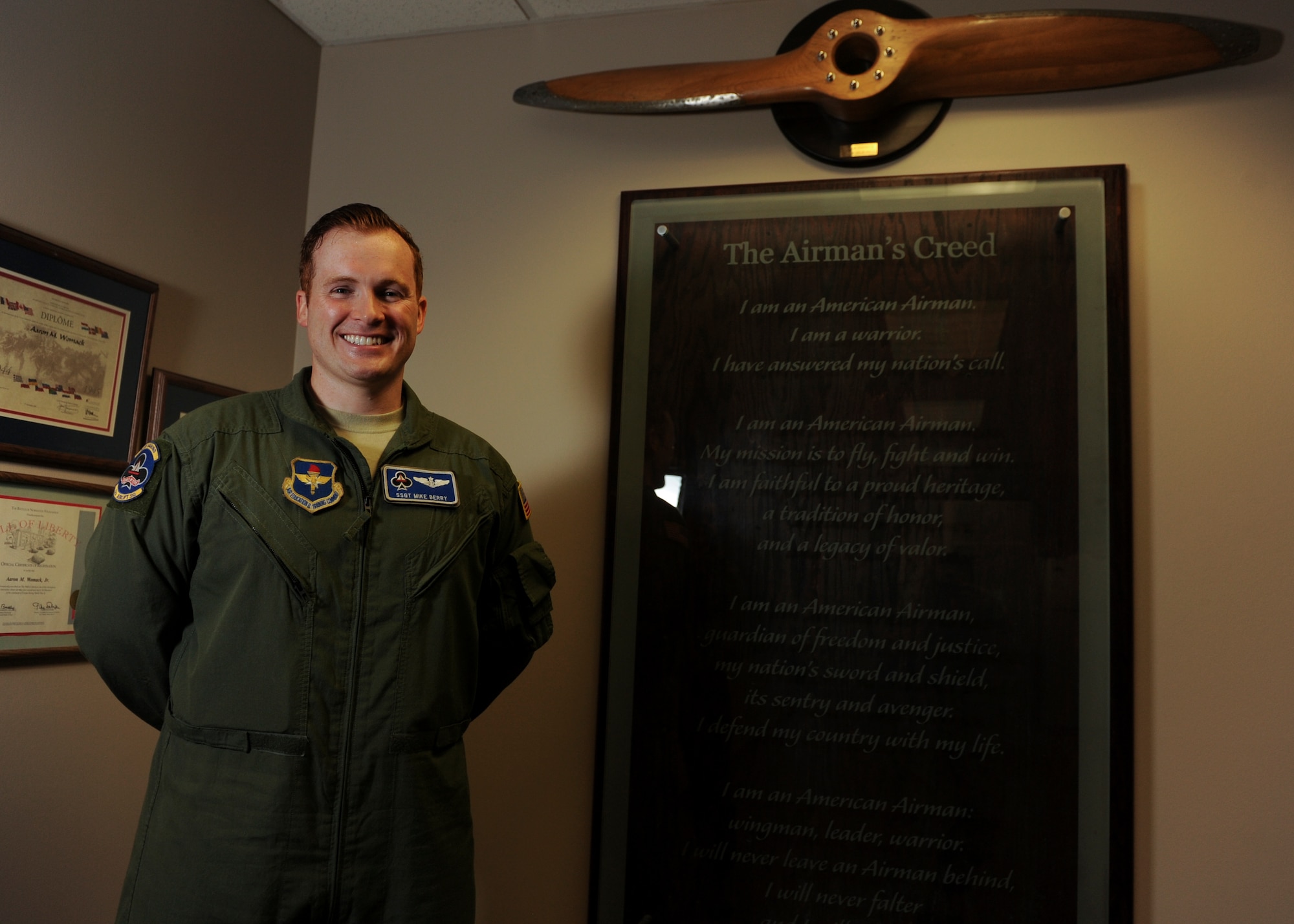 Staff Sgt. Michael Berry, a 62nd Airlift Squadron formal training unit instructor loadmaster, was selected as the Combat Airlifter of the Week May 4, 2015, at Little Rock Air Force Base, Ark. Berry, a native of Toronto, Ohio, instructed an international student from Saudi Arabia on C-130H aircraft preflight, airdrop procedures and cargo loading and unloading directly contributing to a successful flight evaluation. (U.S. Air Force photo by Senior Airman Scott Poe) 