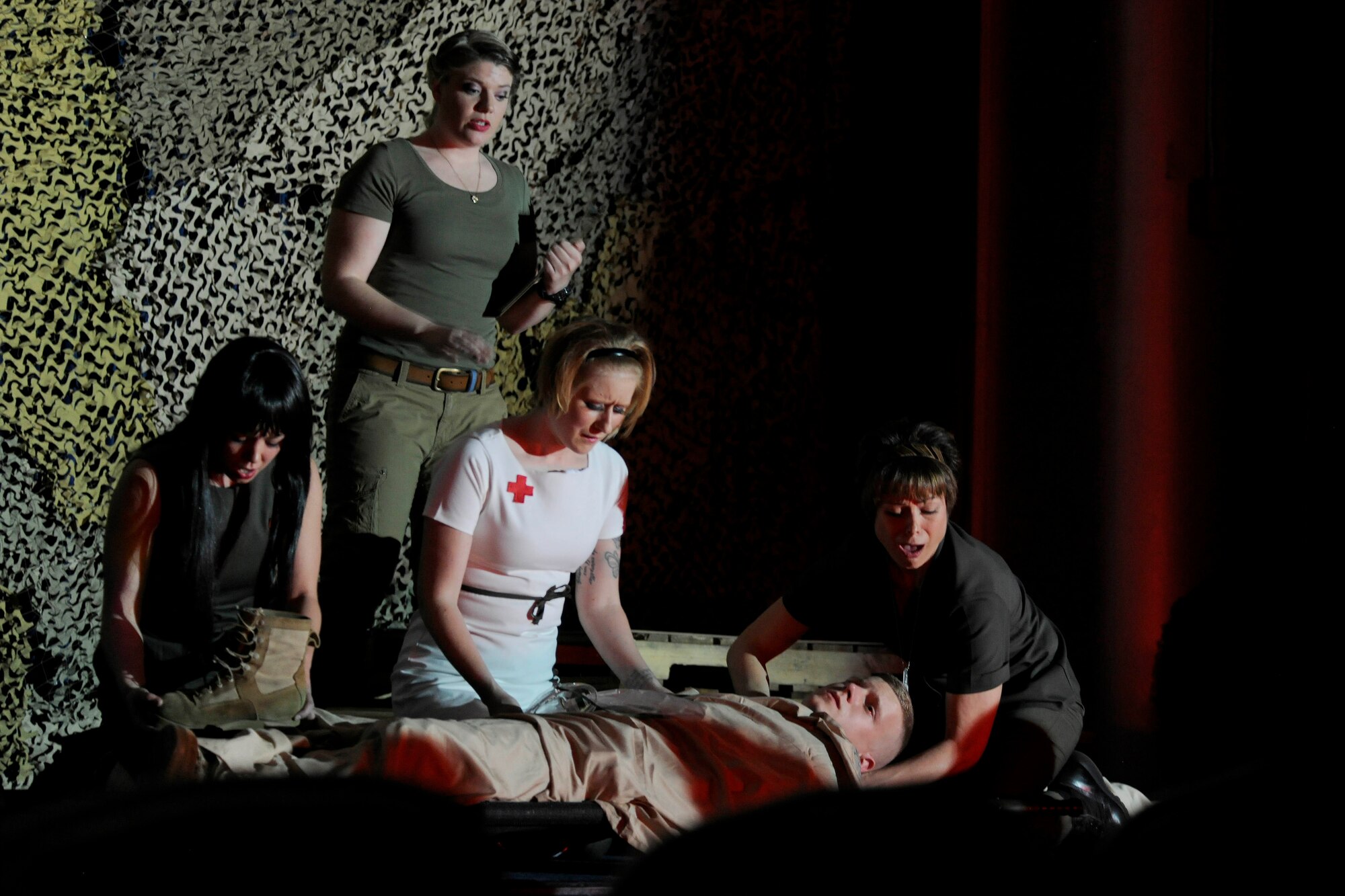 Cast members of the Incirlik Fine Arts Society’s spring play, ‘A Piece of My Heart’ perform April 29, 2015, at Incirlik Air Base, Turkey. Comprised of more than 30 members, the IFAS is made up of active-duty service members, civilians and dependents (U.S Air Force photos by Senior Airman Krystal Ardrey/Released)