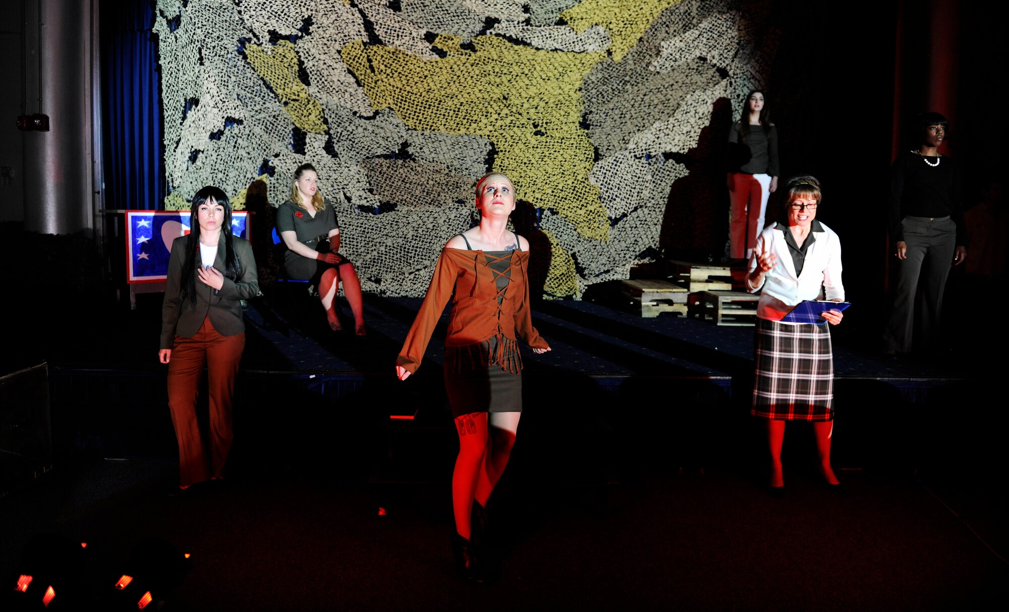 Cast members of the Incirlik Fine Arts Society’s spring play, ‘A Piece of My Heart’ perform April 29, 2015, at Incirlik Air Base, Turkey. ‘A Piece of My Heart’ is the story of six women, their journey through Vietnam, their personal stories and their lives after returning from the war. (U.S Air Force photos by Senior Airman Krystal Ardrey/Released)