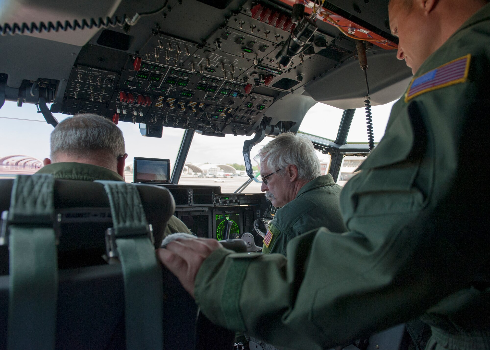 A multi-unit AC-130J flight crew performs a pre-flight instrumentation check before an AC-130J sortie at Eglin Air Force Base, Fla., March 27.  Flight crews conduct pre-flight checks to verify that all aircraft systems are operating before take-off.  The test mission was one of many to evaluate the flying and maneuverability qualities of the aircraft. The 413th Flight Test Squadron plans, executes and reports development tests and evaluations of the Air Force’s Special Operations Command’s aircraft, as well as the Air Force’s vertical lift aircraft.  (U.S. Air Force photo/Ilka Cole) 

