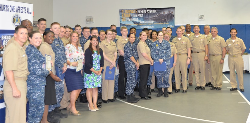 Joint Base Charleston senior leadership honors all awardees during the Sexual Assault Prevention and Response Program Appreciation Luncheon April 30, 2015 at Joint Base Charleston – Weapons Station, S.C. (U.S. Air Force photo/Seamus O’Boyle)

