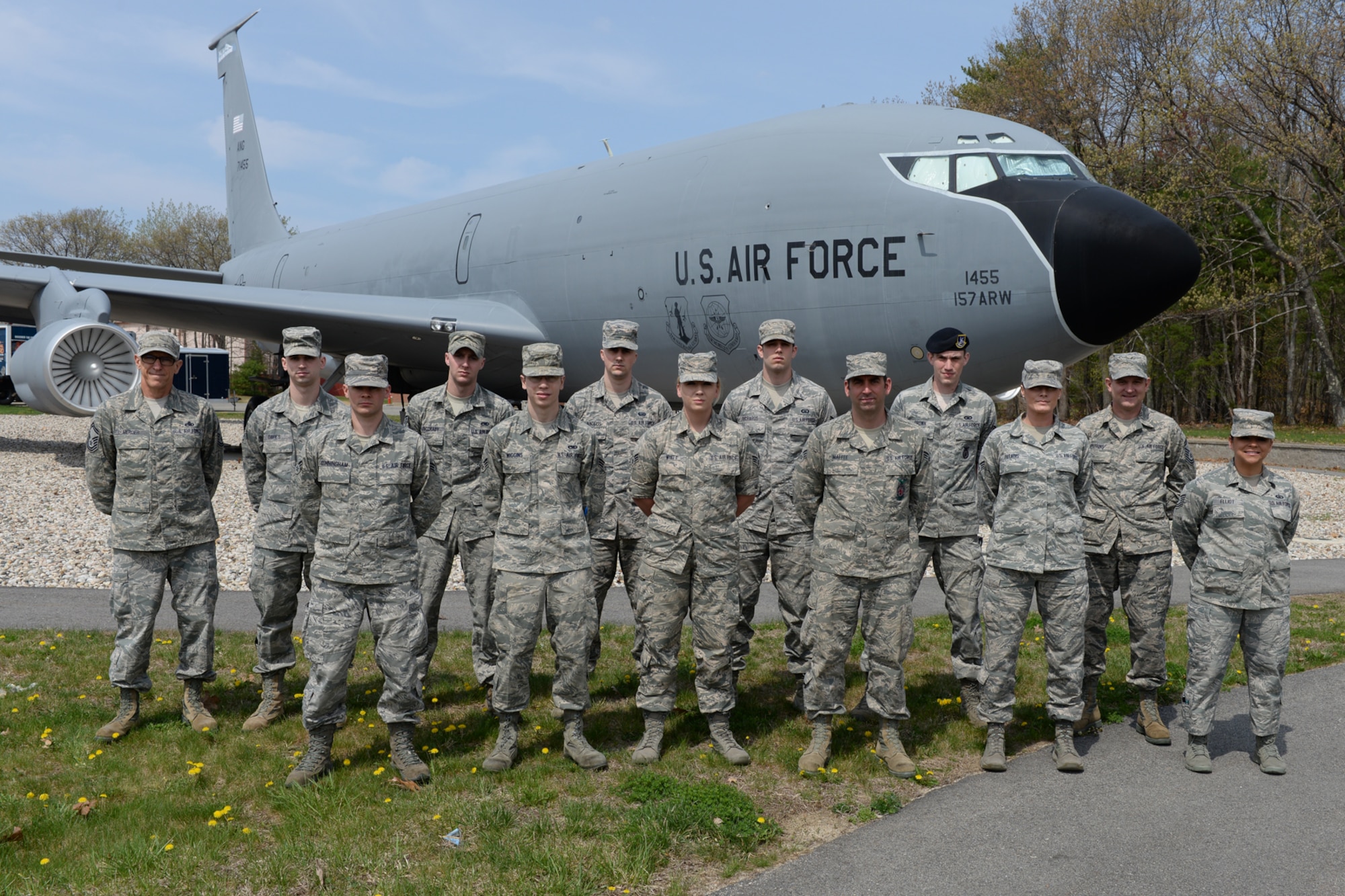 Airmen attending Satellite Airman Leadership School pose for a class photo at Pease Air National Guard Base, N.H. on May 9, 2015. (U.S. Air National Guard photo by Staff Sgt. Curtis J. Lenz)