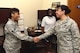 Maj. Gen. Stayce D. Harris, 22nd Air Force commander, receives a greeting from Senior Airman Reba Liberty, 403rd Aeromedical Staging Squadron health service management journeyman, during her tour for the 403rd ASTS May 3, 2015, at Keesler Air Force Base, Mississippi. Harris visited the 403rd Wing May 1-4 to interact with the Citizen Airmen and gain a better understanding of the organization and the wing’s mission. (U.S. Air Force photo/Tech. Sgt. Ryan Labadens)