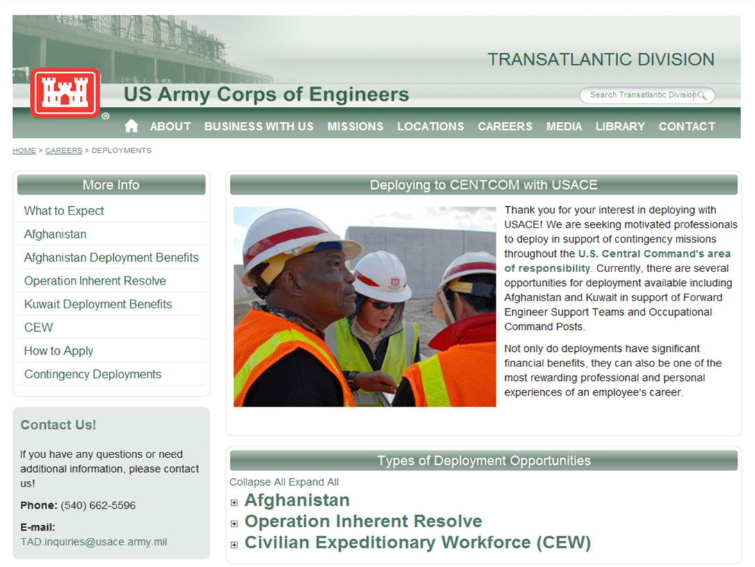 The Transatlantic Division has launched a Contingency Deployment recruitment website. 