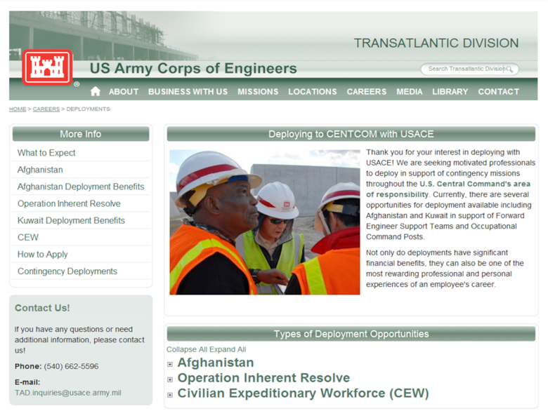 The Transatlantic Division has launched a Contingency Deployment recruitment website. 