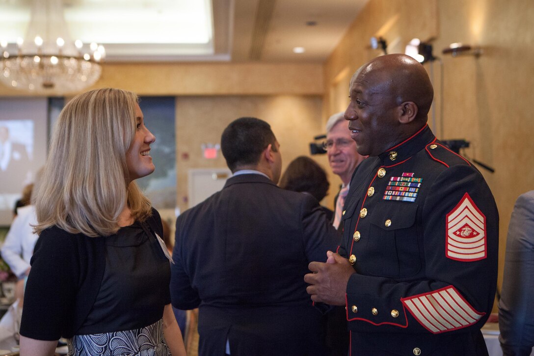 Sgt. Maj. Ronald L. Green, the 18th Sergeant Major of the Marine Corps, attends the 8th annual awards luncheon announcing the 2015 Military Spouse of the Year at the Fort Myers Officers' Club, May 8, 2015. (U.S. Marine Corps photo by Sgt. Melissa Marnell) 