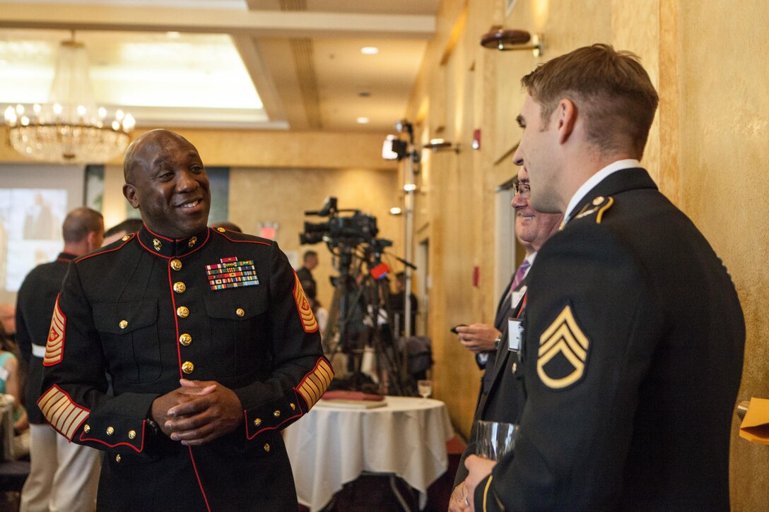 Sgt. Maj. Ronald L. Green, the 18th Sergeant Major of the Marine Corps, attends the 8th annual awards luncheon announcing the 2015 Military Spouse of the Year at the Fort Myers Officers' Club, May 8, 2015. (U.S. Marine Corps photo by Sgt. Melissa Marnell) 