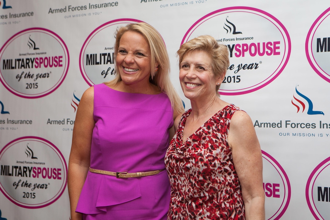Mrs. Nicole Spaid, the Marine Corps Spouse of the Year, and Mrs. Ellyn Dunford attend the 8th annual awards luncheon announcing the 2015 Military Spouse of the Year at the Fort Myers Officers' Club, May 8, 2015. (U.S. Marine Corps photo by Sgt. Melissa Marnell) 