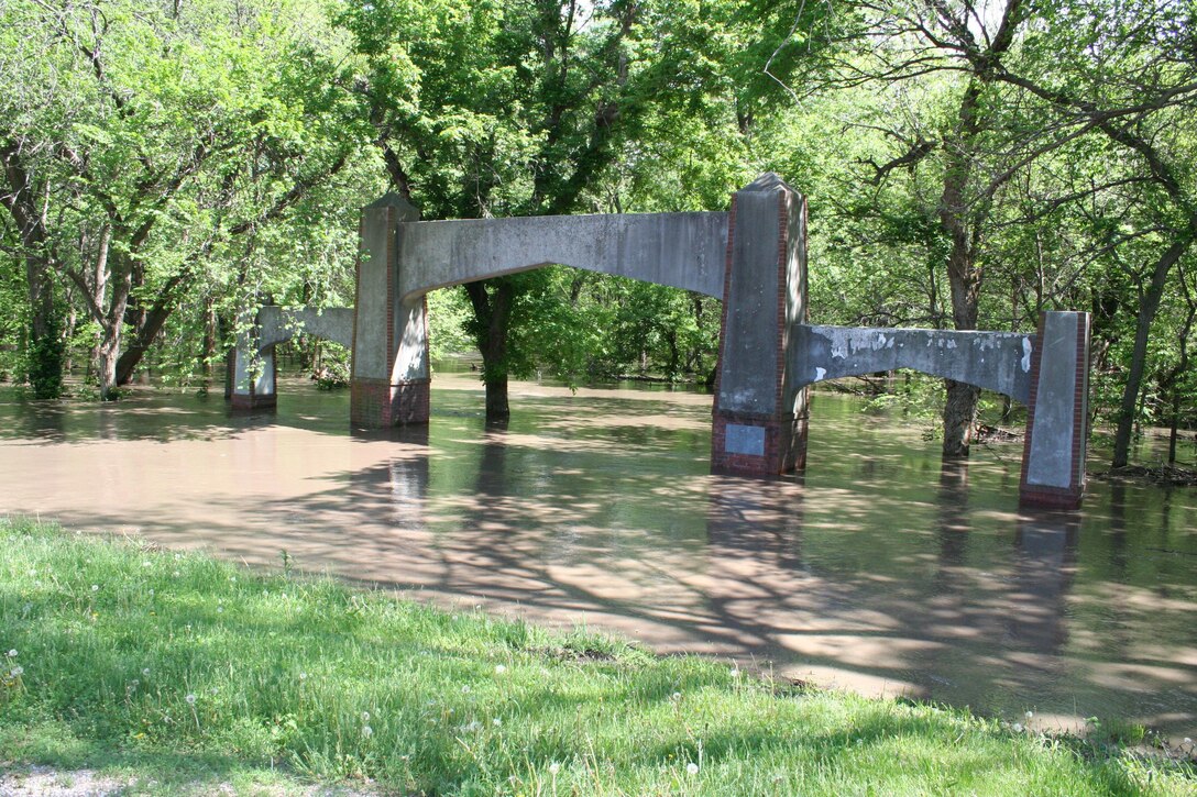 Floodwater inundated many parts of Pioneers Park in Lincoln, Nebraska following heavy rain on May 6, 2015. 