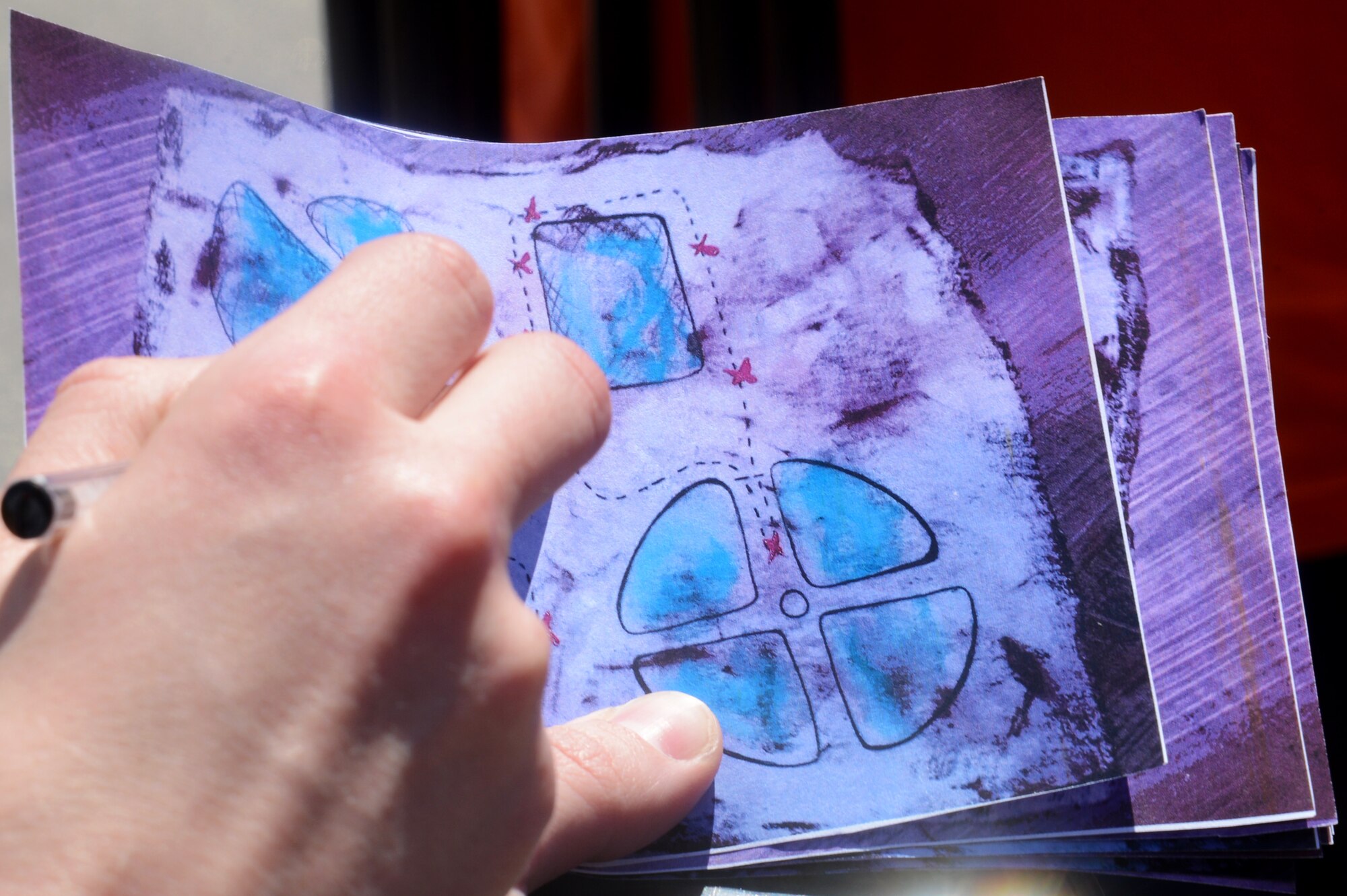 A Team Shaw member points out directions on a map for the “Airman Up Challenge” during “Big A” day events at Shaw Air Force Base, S.C., May 8, 2015. The “Airman Up Challenge” was a timed competition that featured teams of Airmen carrying sandbags, tossing eggs, doing push-ups, and pushing a HUMVEE. (U.S. Air Force photo by Senior Airman Jonathan Bass/Released)