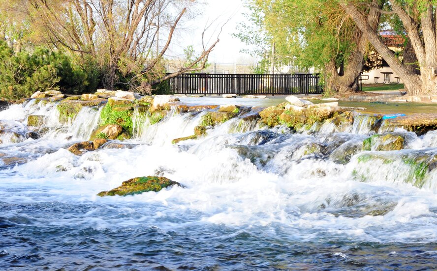 The 156 million gallons of water pumped into the rivers every day create waterfalls at Giant Springs State Park in Great Falls, Mont. The park is open-year round from 8 a.m. to sunset. (U.S. Air Force photo/2nd Lt. Annabel Monroe)