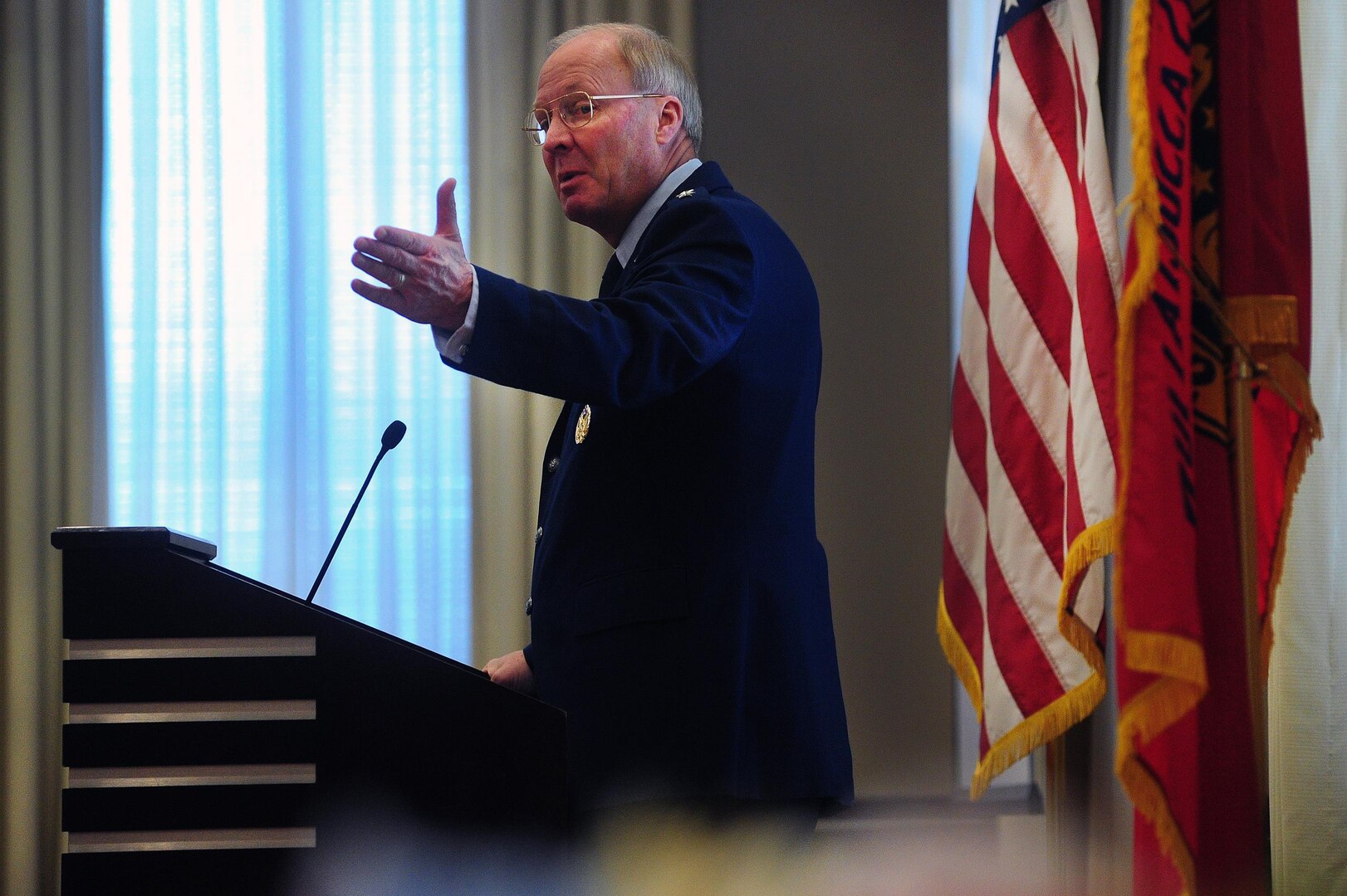 Air Force Gen. Craig R. McKinley, chief of the National Guard Bureau, addresses attendees at the Reserve Officer's Association of America's Industry Day in Washington, D.C., on Dec. 8, 2010. During the event McKinley spoke on ways in which the Guard will continue to meet mission expectations in a budget constrained environment.