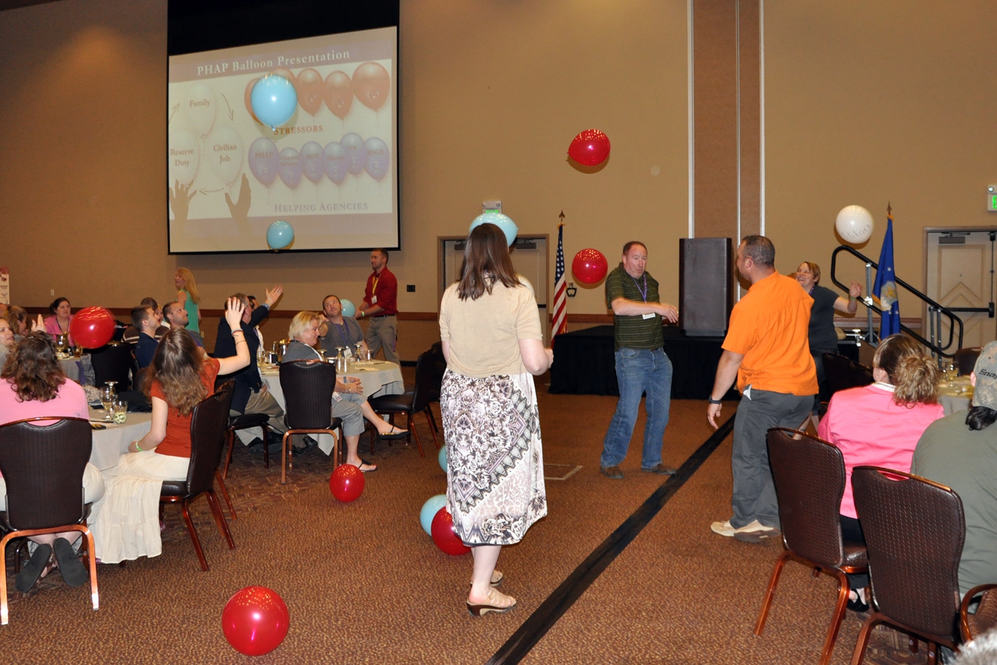 Members of the Air Force Reserve’s 910th Airlift Wing and their families participate in a resiliency exercise at a local Yellow Ribbon Program event at the Kalahari resort here, May 9, 2015. The 910th, based at nearby Youngstown Air Reserve Station, Ohio (YARS), hosted the May 8 – 10, 2015 event which was attended by more than 90 Citizen Airmen and their family members. The Yellow Ribbon Program is mandated by the U.S. Congress and is designed to provide tools to Servicemembers and their families to aid them before, during and after an extended military tour. (U.S. Air Force photo by Master Sgt. Bob Barko Jr. /Released)