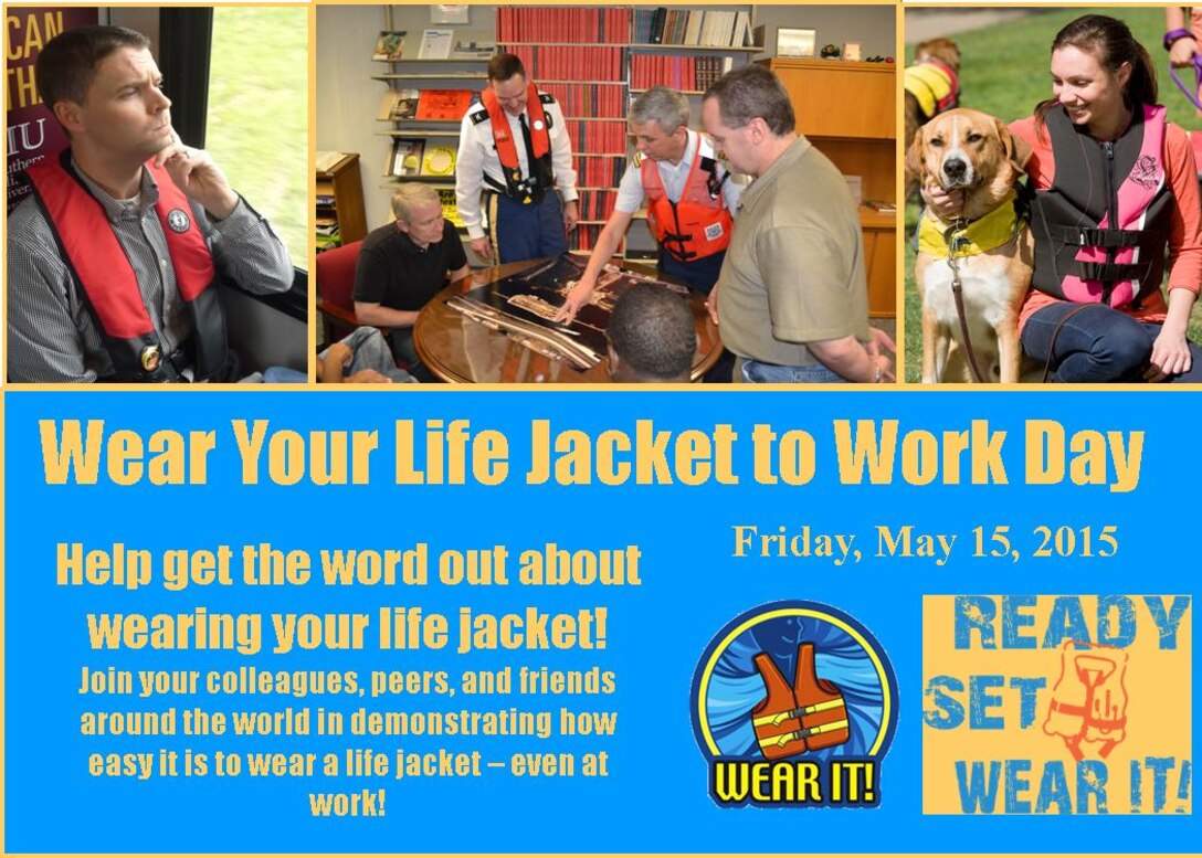 The Little Rock District joins boating professionals and boating enthusiasts to heighten awareness of different life jacket types that are available, including inflatable life jackets, and demonstrate their comfort and versatility by wearing them to work.
The annual event serves as a fun educational element just prior to National Safe Boating Week, May 16-22, the official launch of the 2015 North American Safe Boating Campaign. Educating the boating public about the safety and comfort of life jackets has been a main focus of the North American Safe Boating Campaign.
