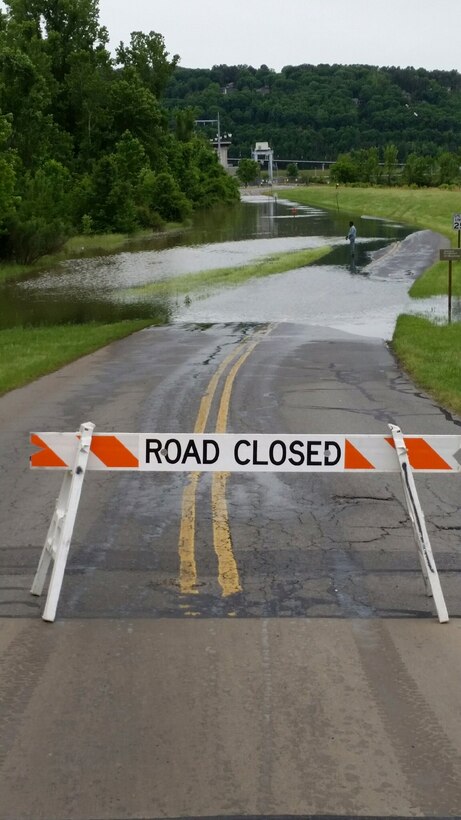 The road to Cook’s Landing and the Big Dam Bridge is closed because of high flows on the Arkansas River. 