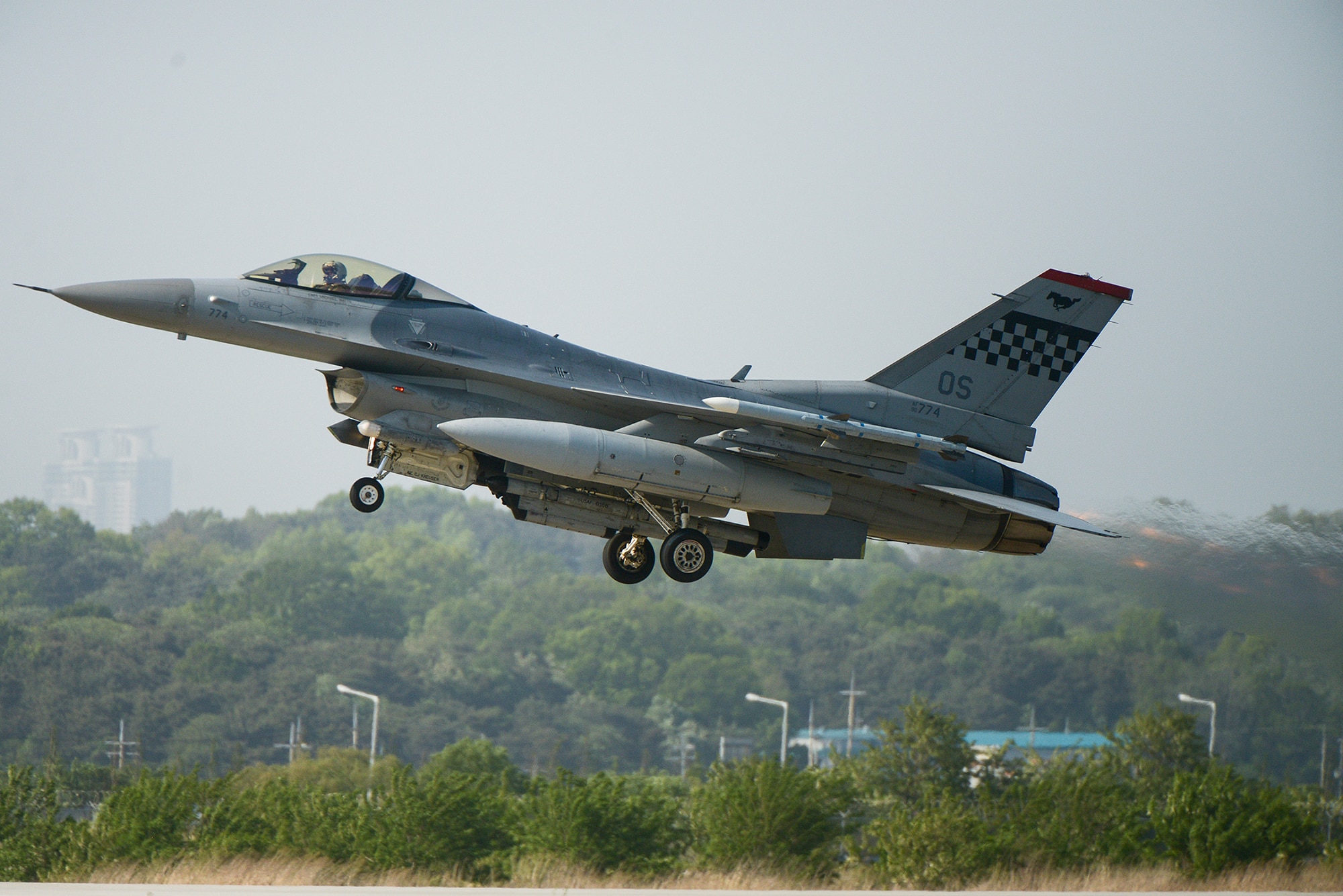An F-16 takes off during operational readiness exercise Beverly Midnight 15-02 May 13, 2015, at Osan Air Base, Republic of Korea. The ORE was part of Team Osan's quarterly exercises which test the base's readiness. (U.S. Air Force photo by Staff Sgt. Jake Barreiro)