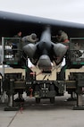 Weapons loaders assigned to Air Force Global Strike Command secure air-launched cruise missiles on a B-52H Stratofortress during a Constant Vigilance aircraft generation exercise at Minot Air Force Base, N.D., May 7, 2015. Exercises such as Constant Vigilance provide training opportunities to ensure AFGSC is ready to provide the President and combatant commanders with nuclear deterrence and long-range strike capabilities if and when called upon to do so. (U.S. Air Force photo/Senior Airman Kristoffer Kaubisch)