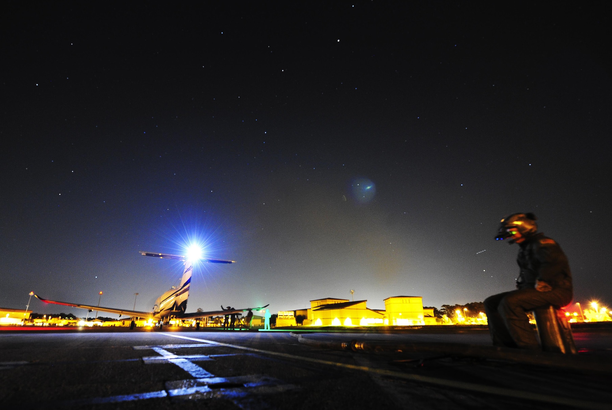 Airmen assigned to the 1st Special Operations Logistics Readiness Squadron conduct a hot refuel on a U-28A during Forward Area Refueling Point training on Hurlburt Field, Fla., May 7, 2015. Special teams of fuels Airmen provide a critical capability for wartime and humanitarian missions as FARP operations expand the role of special operation forces around the world. They provide a means of "hot" refueling from a tanker aircraft to various types of fixed and rotor-wing receiver aircraft. (U.S. Air Force photo/Airman Kai L. White) 
