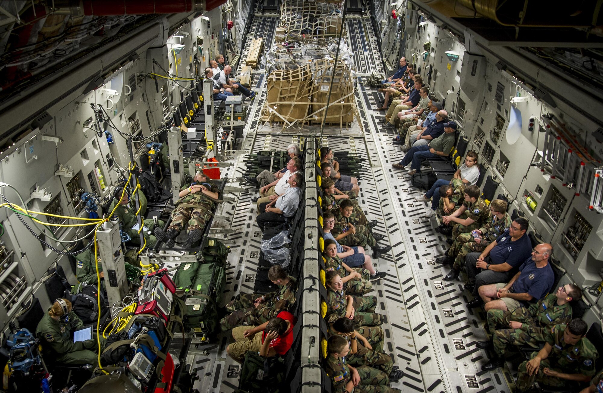 Members of the 315th Aeromedical Evacuation Squadron, the Civil Patrol return from a response exercise, Winds of Fury at Fort Jackson, S.C., May 13, 2015, to Joint Base Charleston, S.C. The exercise was to efficiently receive, regulate, transport and track patients to and from Natural Disaster Medical System hospitals within a 50 mile radius of Columbia Airport by ambulance and other transport vehicles. (U.S. Air Force photo by Senior Airman Tom Brading)