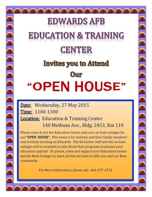 Edwards Education and Training Open House May 27 (U.S. Air Force graphic)