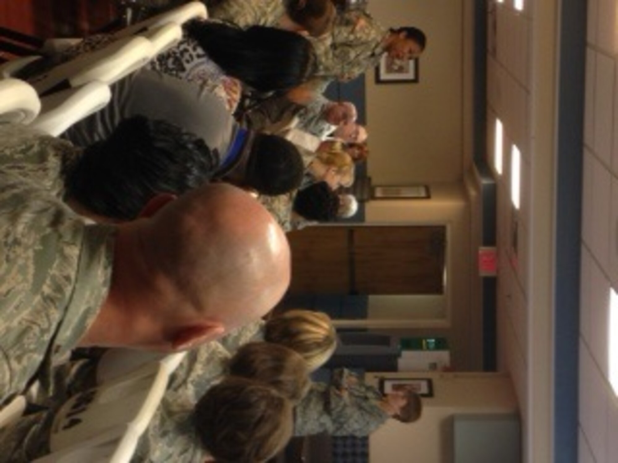 Maj. Gen. Dorothy A. Hogg, Chief of the Air Force Nurse Corps, answers questions for the nurses at the 779th Medical Group's Job Knowledge Market on May 14, 2015 to celebrate Nurses and Medical Technician Month. The Job Knowledge Market fair is a job fair for nurses that allow them the opportunity to discuss advances in the field of nursing.  Nurses from the Air Force, Army and Navy attended the presentation that was held at Malcolm Grow Medical Clinics and Surgery Center on Joint Base Andrews. (AF Photo by Melanie Moore, Public Affairs Officer.)
